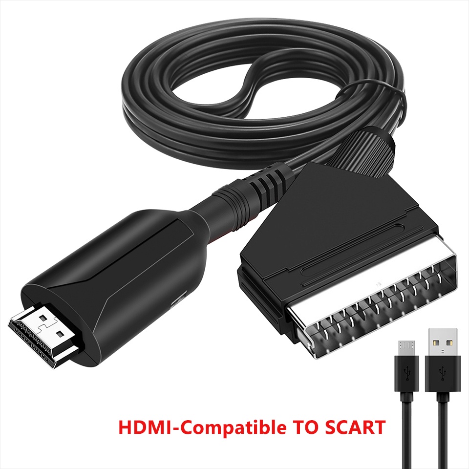 Vaorlo Kabel Adapter Converter HDMI Ke SCART SCART-HDMI-compatible Output Video Audio Untuk HDTV DVD Sky STB