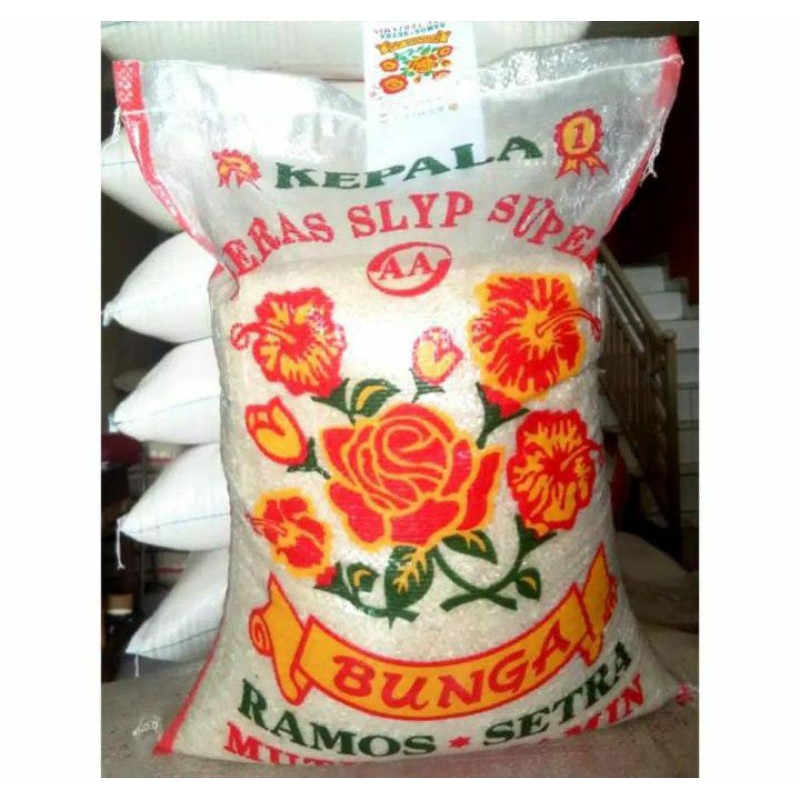 

BERAS BUNGA | BERAS SETRA RAMOS CAP BUNGA PREMIUM| BERAS KEPALA SLYP SUPER 10KG