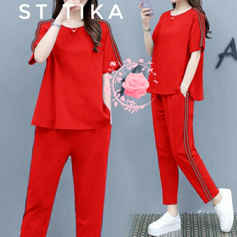 SETELAN TIKA/ SETELAN WANITA PREMIUM/ BAJU WANITA SAMPING LIST PITA/ ONE SET CELANA PANJANG