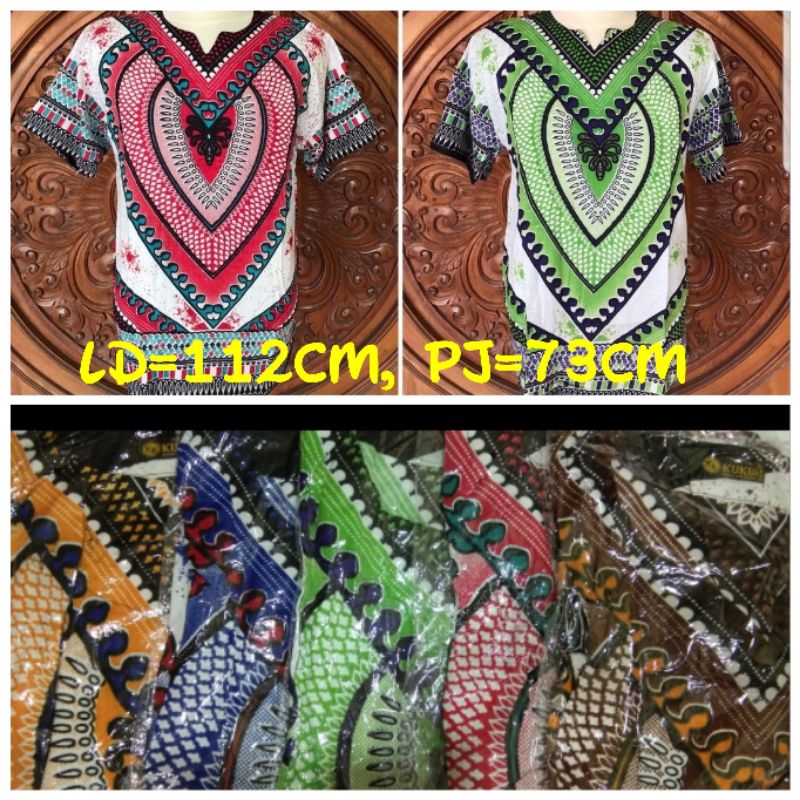 NEW..Atasan Baju Bali Dashiki Dasar Putih Random