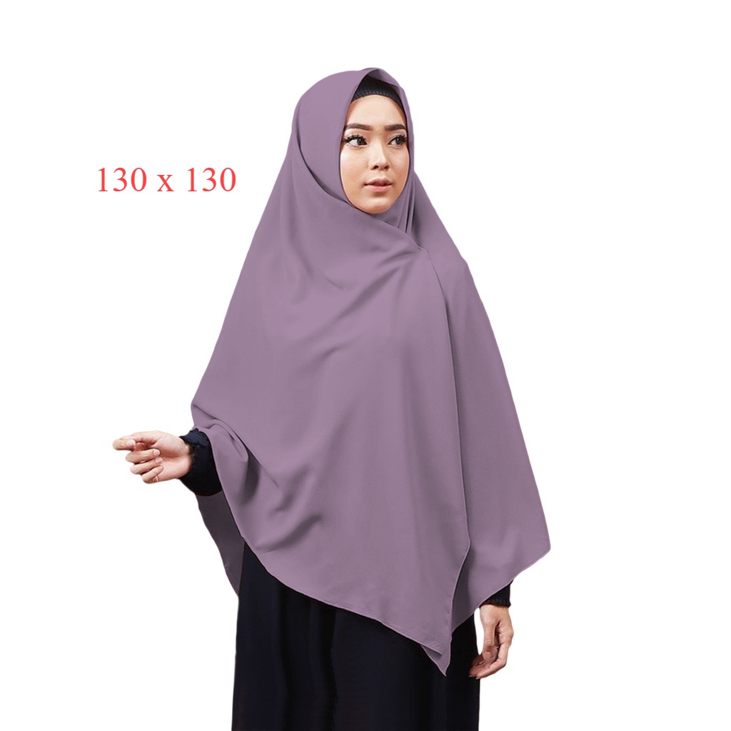 kerudung jilbab / hijab segi empat bahan wolpeach wolfis syari'i jumbo warna ungu muda / lavender / 