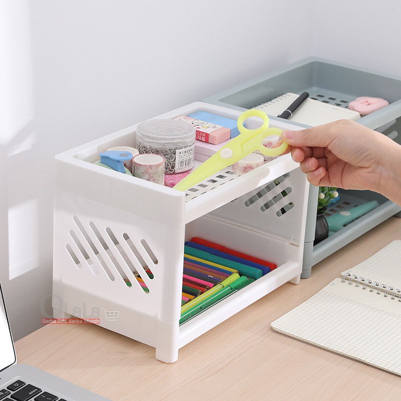 ❤️GTB❤️ Rak Organizer Stationery Rak Penyimpanan Desktop Lipat Double Layers Storage R379