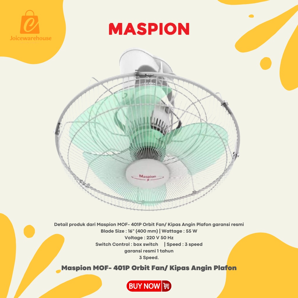 Maspion MOF- 401P Orbit Fan/ Kipas Angin Plafon garansi resmi