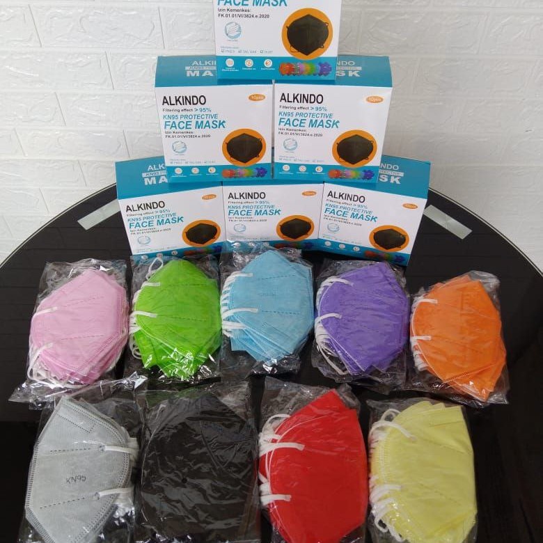 Masker Medis KN95 Warna Warni 5 Ply KN95 Medis - ready hijau kuning orange termurah terbagus