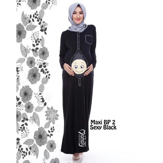 Baju Ibu Hamil dan menyusui Exclusive Momoty Maxi dress Busui Bp2 Sexy Black