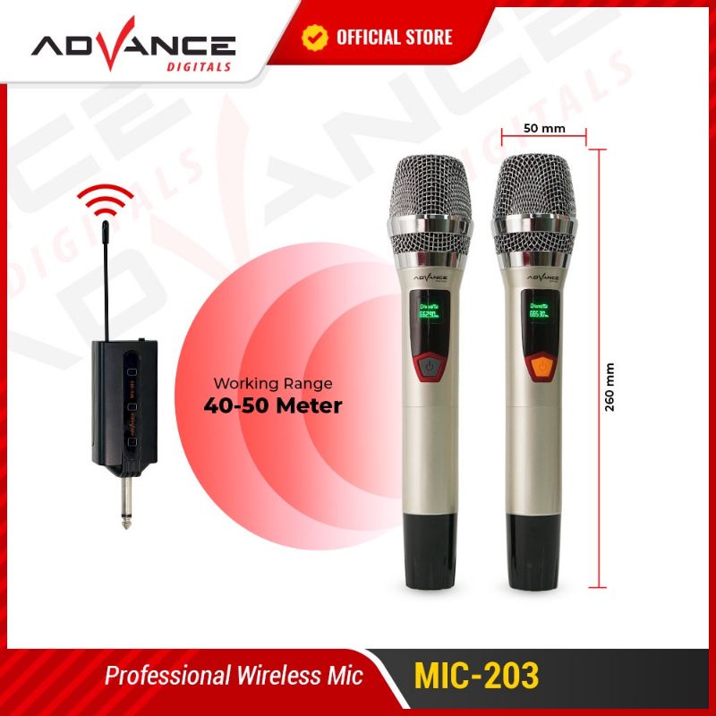 【Ready+Bisa dikirim hari ini】Advance Mic Wireless/Microphone/Mic double UHP Digital mikropon due 203