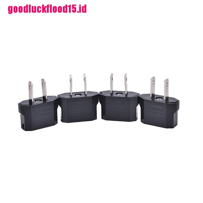 {LUCKID}4PCS EU Euro Europe to US USA Power Jack Wall Plug Converter Travel Adapter NEW