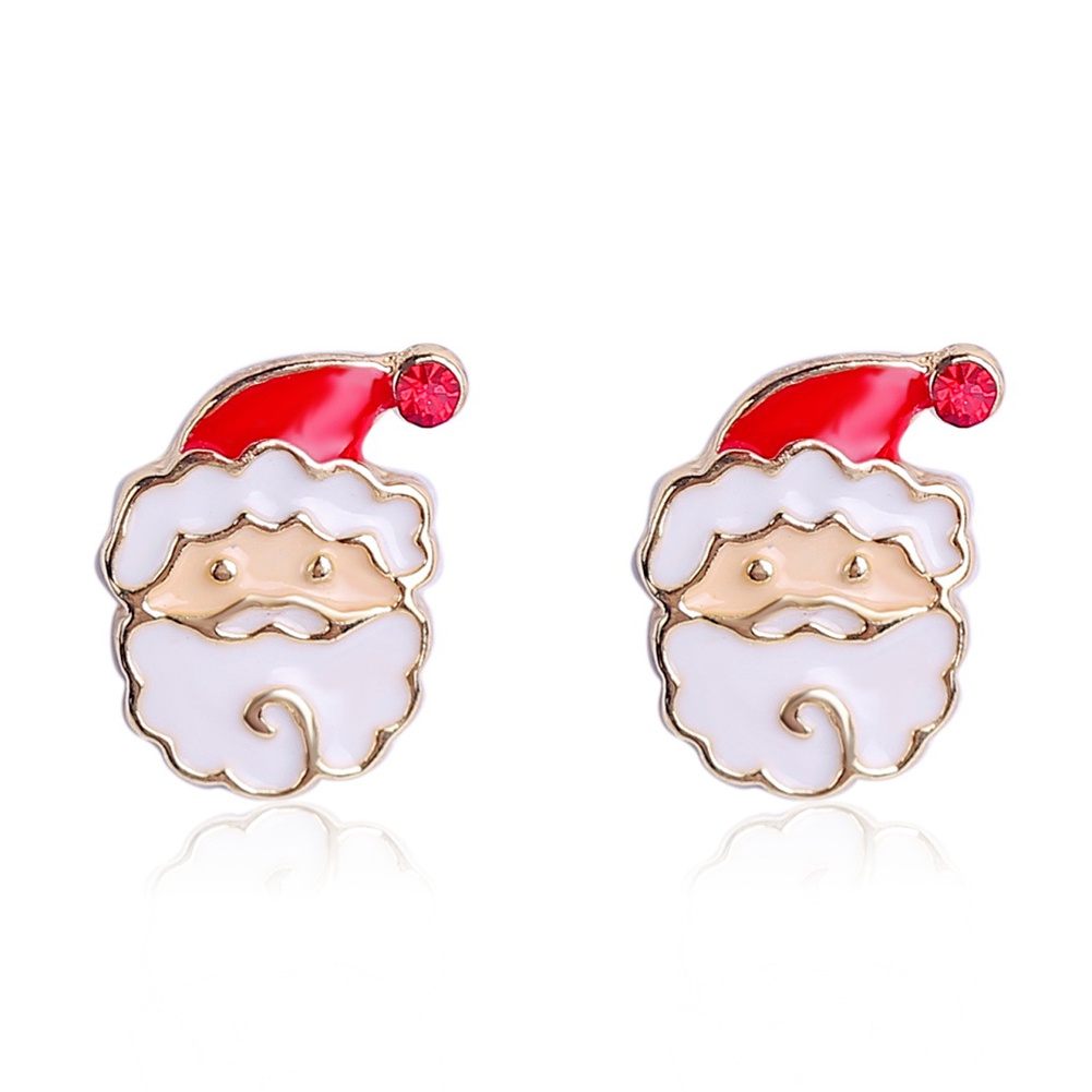 Hu Hu Hu Hu Hu Alat Bantu Pasang Kacamata♡ Anting Tusuk Motif Snowflake / Santa Claus Hias Berlian Imitasi Untuk Wanita / Hadiah Natal