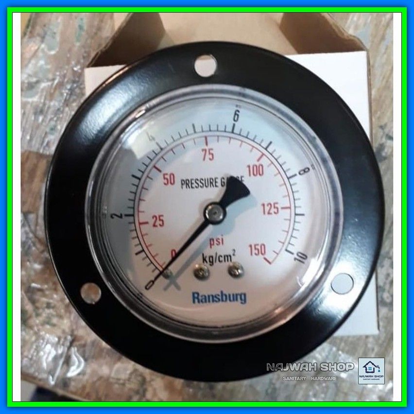 Pressure Gauge Ransburg 2" - Manometer Flange Back Connection Murah