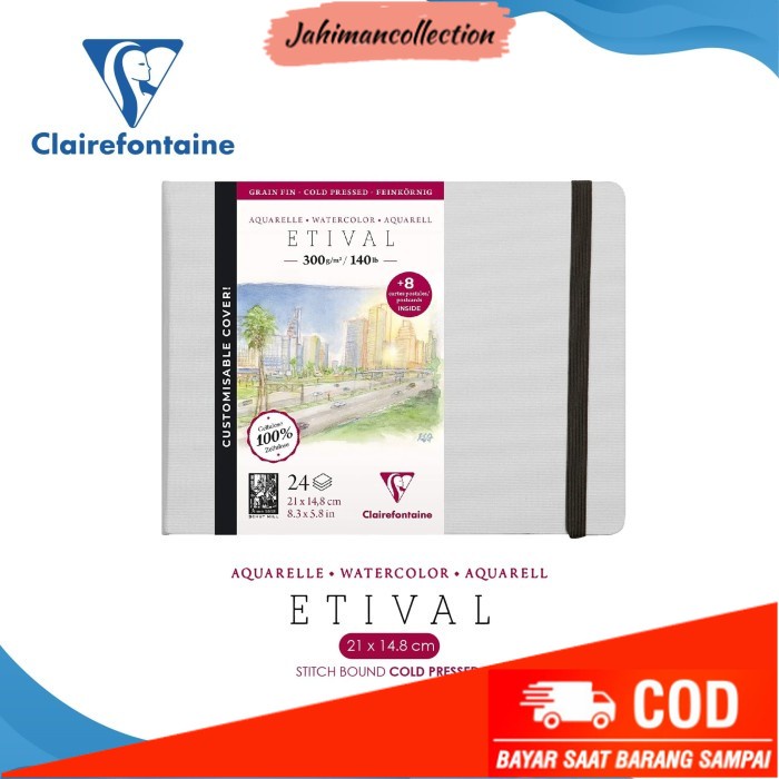 

✨ BISA COD ✨ Buku Sketsa Clairefontaine Etival 21x14,8cm Watercolor Sketchbook