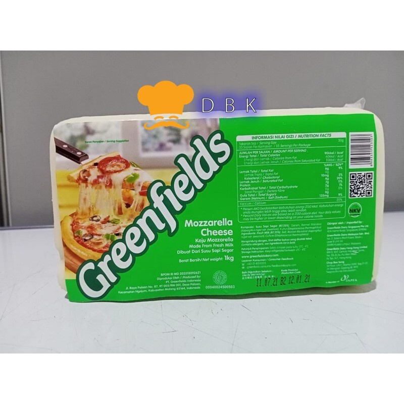 

Greenfield Mozarella Cheese 1kg Keju moza