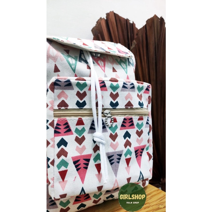 RANSEL SERUT PIRAMID //tas kanvas - tas ransel wanita - tas wanita - tas lucu - cewe