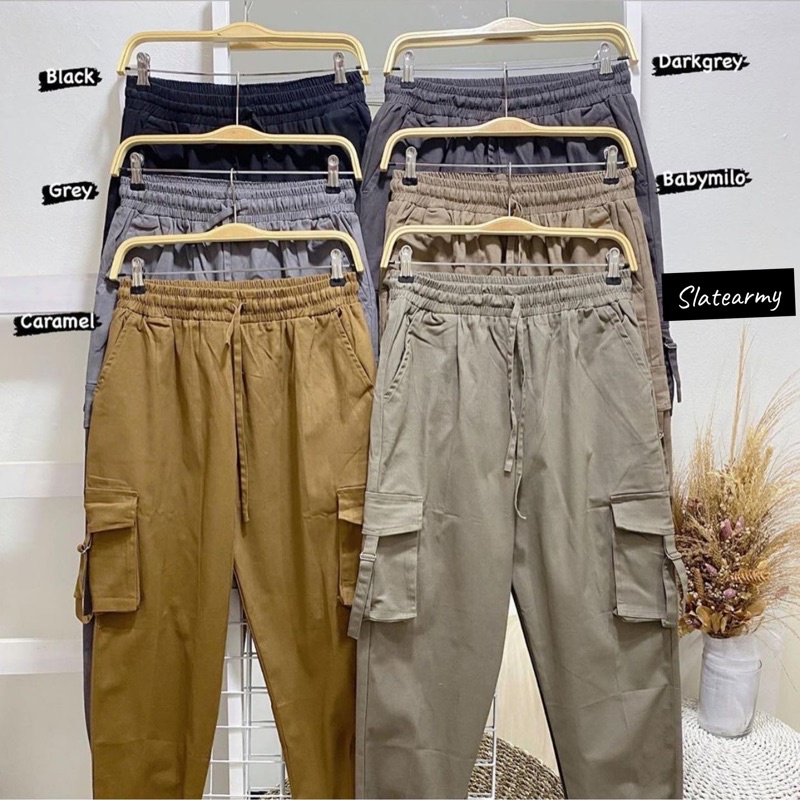 jogger cargo bahan cotton twill / ada ukuran standar &amp; jumbo