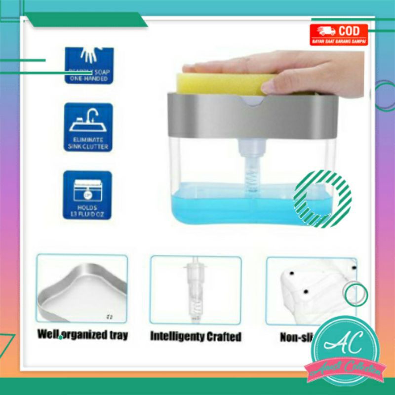 Box tempat sabun cuci piring dispenser busa spon tempat pompa sabun Holder spons 2in1