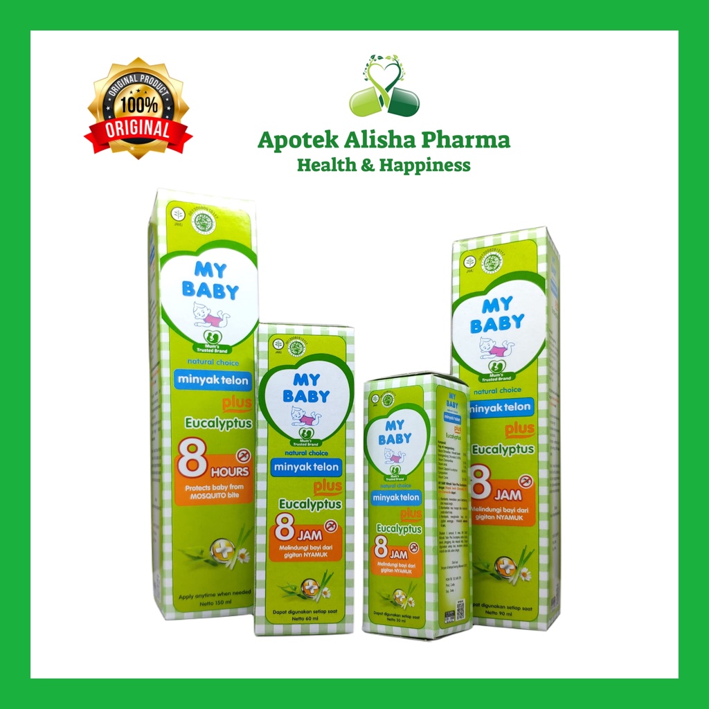 Minyak Telon Plus 8jam My Baby Hijau 30/60/90/150ml - My Baby Minyak Telon Plus Eucalyptus Protec 8jam Anti Nyamuk