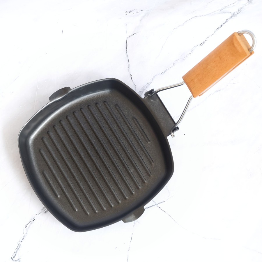 Barangunik2021-Square Grill Pan 20 Cm Teflon Wajan BBQ Bakaran Sate Serbaguna/Panggangan Anti Lengket