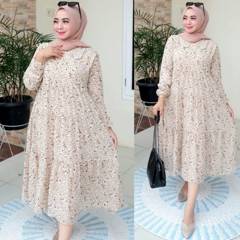 MIDI DEWASA, DRESS TERBARU, MIDI DRESS BAHAN CERUTY BABY DOLL, DRESS DEWASA MIDI, MIDI CERUTY