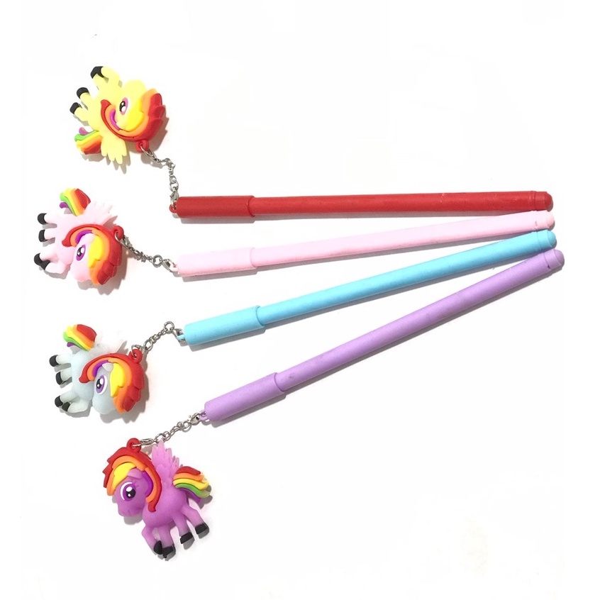 ( Ecer ) PEN GANTUNGAN BONEKA / PULPEN GEL KARAKTER ANAK / PENA GANTUNGAN KUNCI SOUVENIR / POM POM BULU UNICORN PRINCESS FLAMINGO