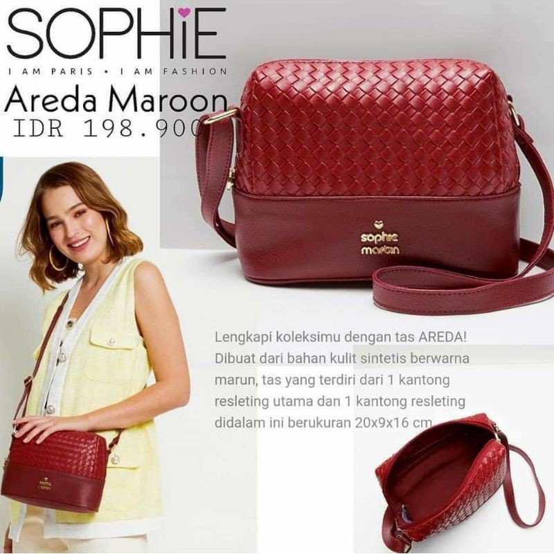 TAS AREDA MAROON BLACK SOPHIE PARIS PROMO TAS SELEMPANG