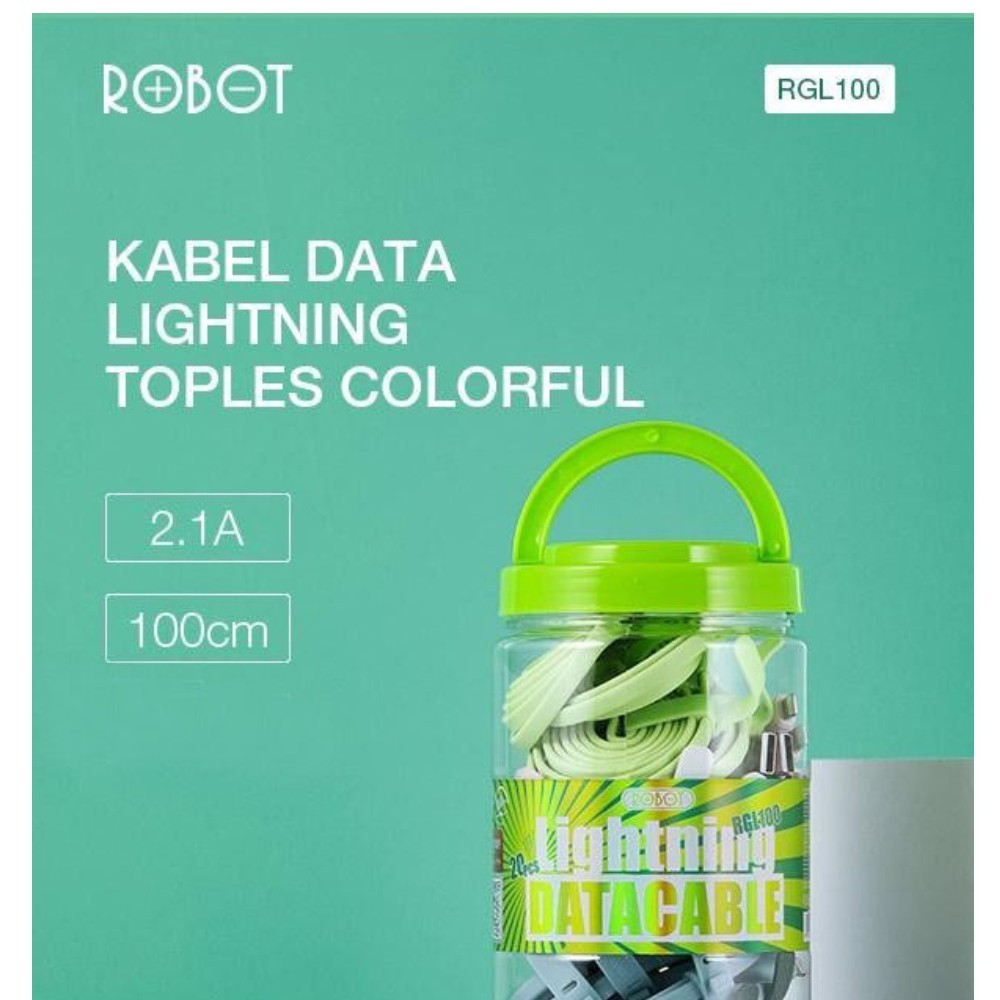 ROBOT RGL100 Kabel Data Lightning For iPhone 2.1A 1M Data Cable ORIGINAL
