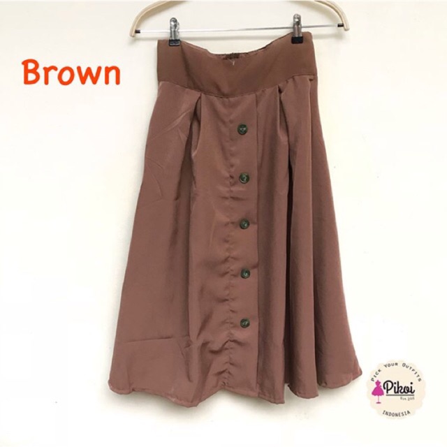 Rok polos wanita murah / rok midi cantik / rok kancing / rok button murah / rok kekinian / rok 1474