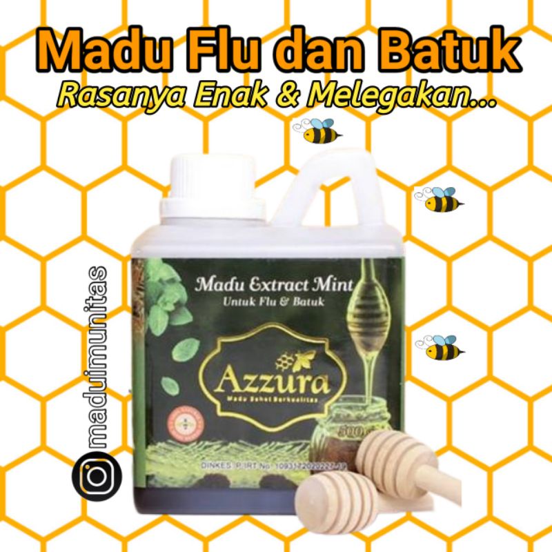 

Madu Obat Flu Pilek Batuk Asma - Enak, Hangat, Melegakan - Herbal Imunitas - Extract Mint - Azzura - Asli Murni Sehat Alami Berkualitas