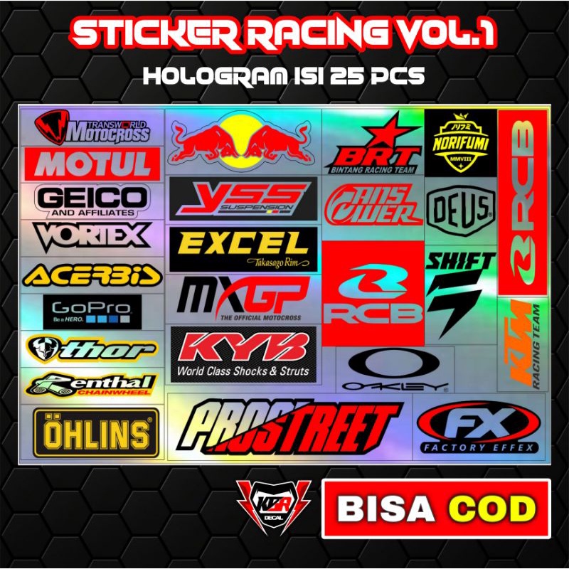 Stiker Racing pack isi 13 15 25 27 Stiker Sponsor Stiker Helm Stiker Motor Sticker Motor