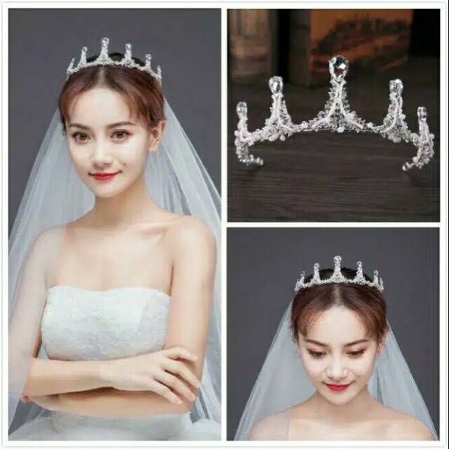 Mahkota crown pengantin aksesoris wedding hijab cantik