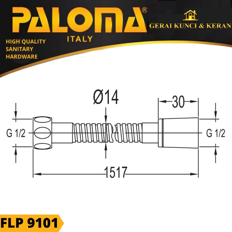 PALOMA SELANG FLEXIBLE HAND SHOWER FLP 9101 MATT BLACK SELANG SHOWER BRASS HITAM