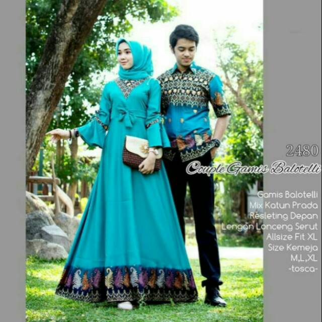 Couple Gamis Batik Balotelli Batik Sarimbit Modern Mewah Model Gamis Shopee Indonesia