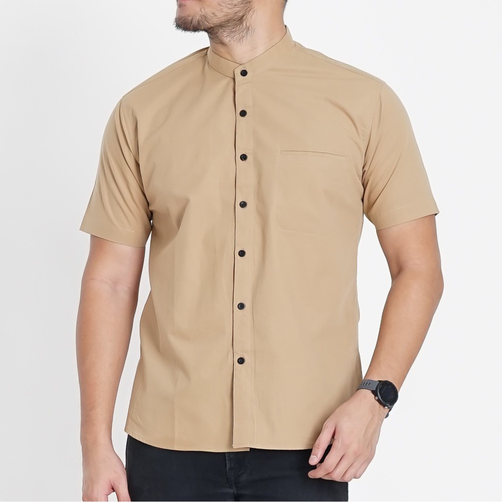 Kemeja Kerah Shanghai Kemeja Koko Polos Pria Lengan Kemeja Kerah Shanghai Kemeja Koko Polos Pria Lengan