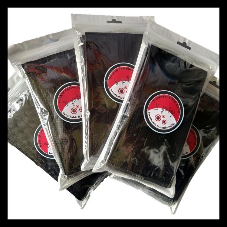 MASKER KAIN KPOP MOTIF HITAM POLOS IDOL KOREA BARU