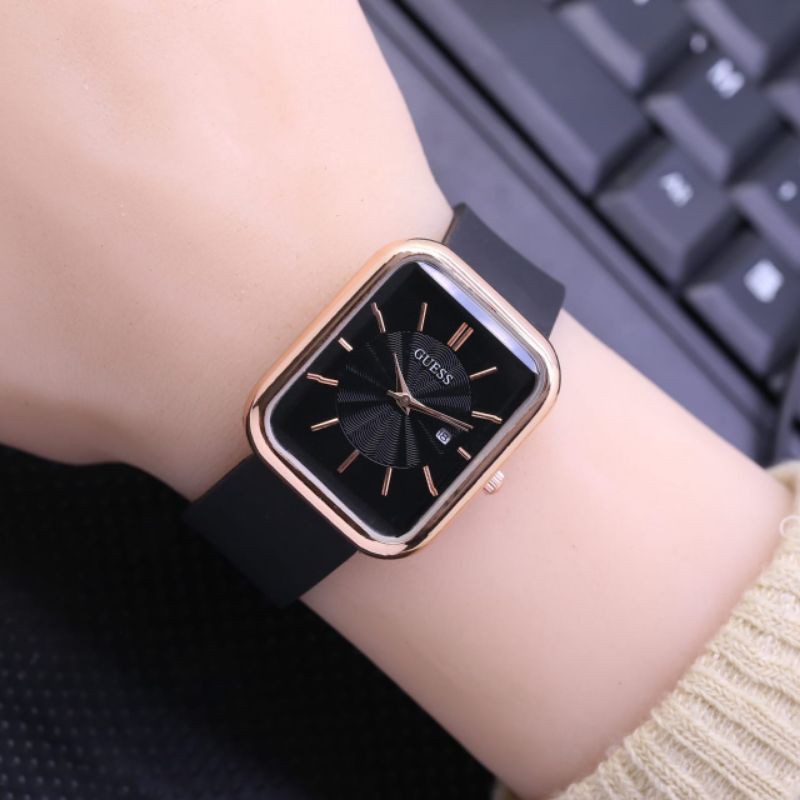 Best Seller - Jam Tangan Wanita / Cewek Guess Gc Kotak Tali Rubber
