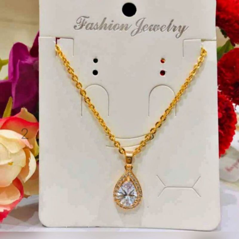 kalung wanita 45 titanium motip Nuri Medan free liontin full permata satu lapis emas 24k anti luntur