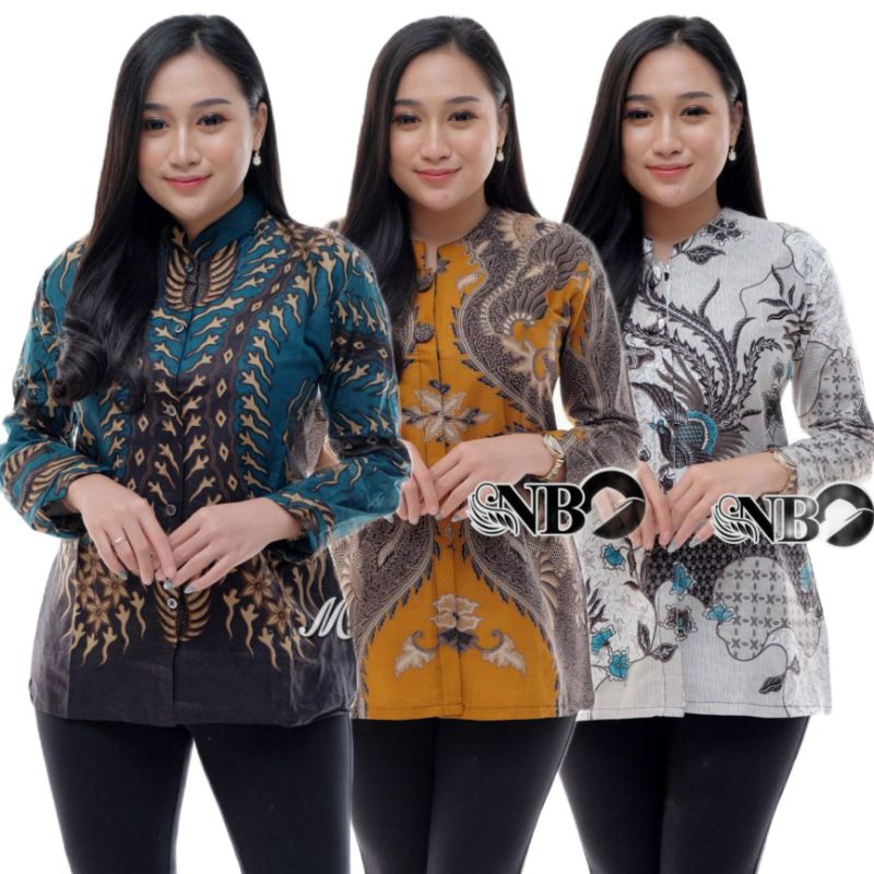 ATASAN BATIK WANITA LENGAN PANJANG BLOUSE KANCING DEPAN., MOTIF BATIK