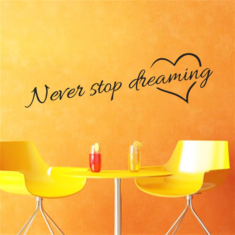 (dreamdreaming.id) Stiker Dinding Vinyl Motif Tulisan Never Stop Dreaming Untuk Dekorasi Kamar Tidur