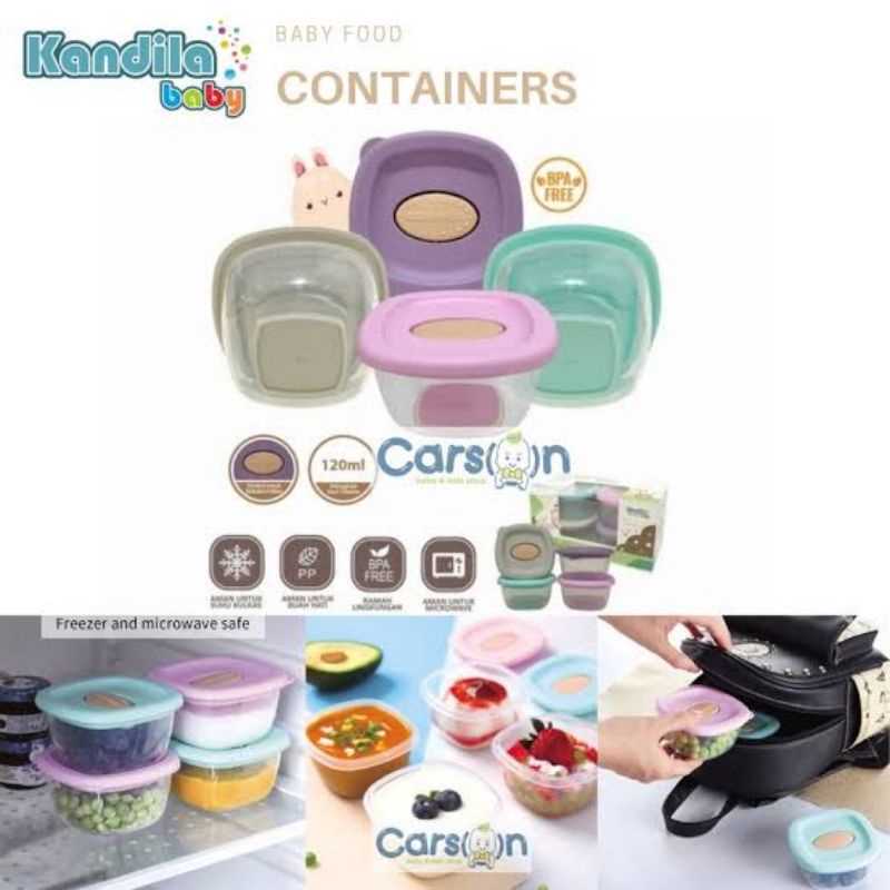 Kandila Baby Food Container Isi 4pcs KDL027 - Tempat Makan Bayi - Wadah Mpasi Baby