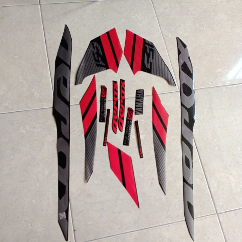 striping stiker les body aerox 2017 full hitam Lis merah
