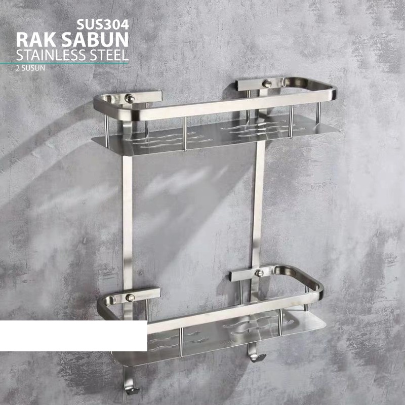 Rak Toilet  2 Susun Aluminium - Rak Dinding Toilet Dapur