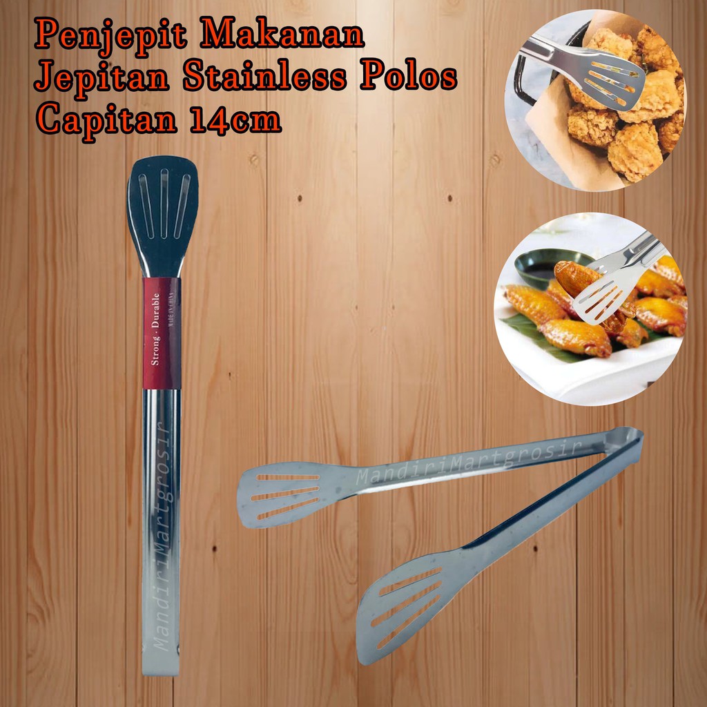 Jepitan Stainless Polos *Penjepit Makanan * 14cm