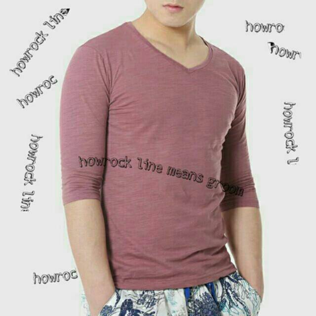 V neck kaos lengan panjang pria