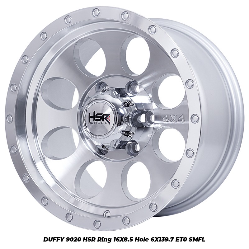 Velg Mobil HSR DUFFY 9020 Ring 16 Pelek Offroad Ranger Terrano Hiace Silver Polish