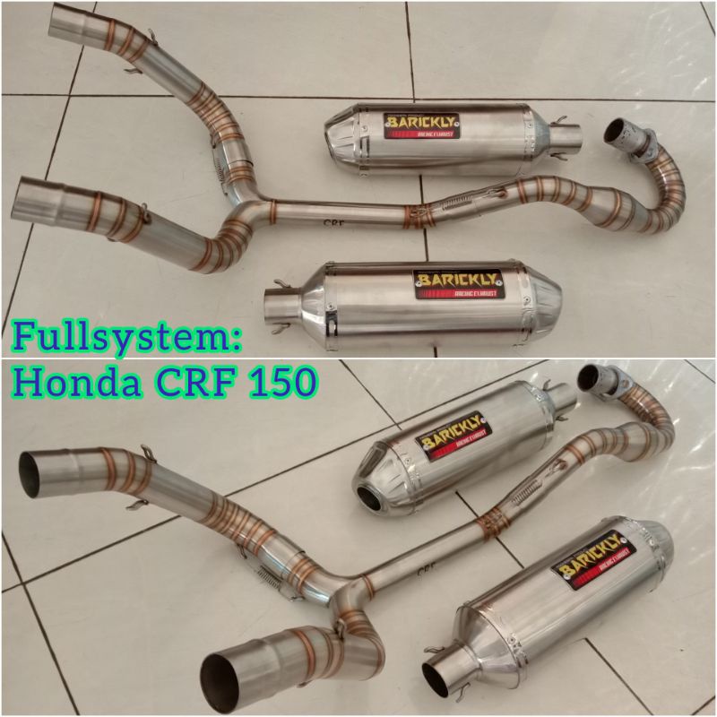 Knalpot Racing CRF 150 L Kanan Kiri Original Barickly Racing Cabang Full Stainless CRF 150L 150 L Do