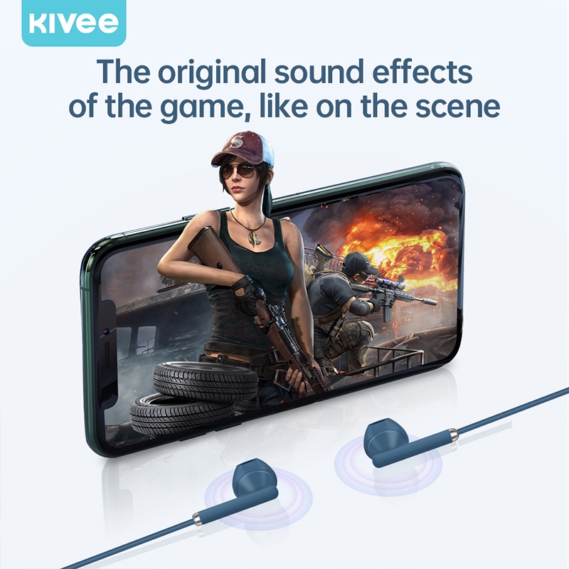 Kivee Headset earphone gaming macaron Original In ear universal Xiaomi oppo 3.5mm-7