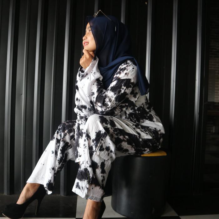 9T98- Setelan Tie Dye Lengan Panjang || Busui Friendly - Navy