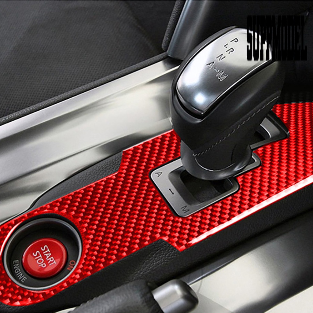 Suppmodelx Stiker Cover Panel Persneling Mobil Bahan Carbon Fiber Warna Merah Untuk GTR R35 2008-2016