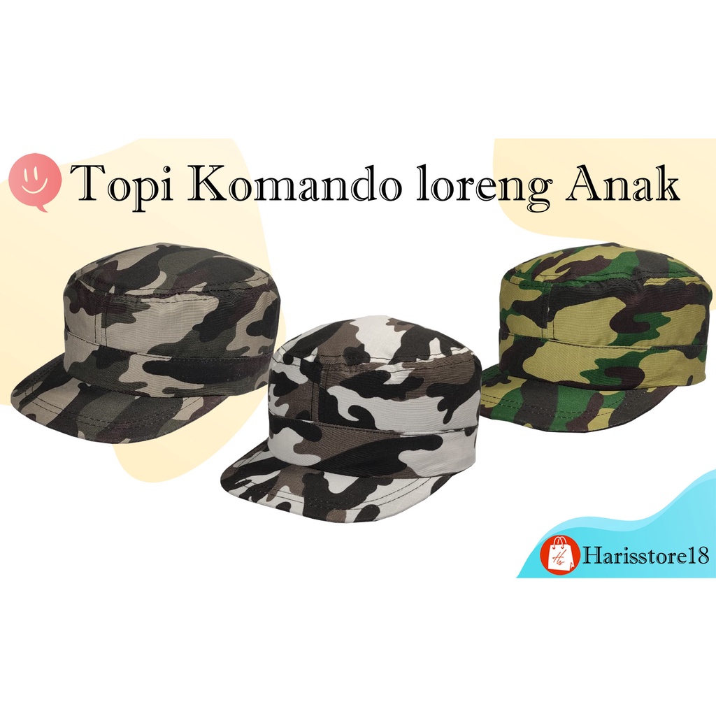 TOpi Komando loreng anak / Topi komando anak / Topi komando
