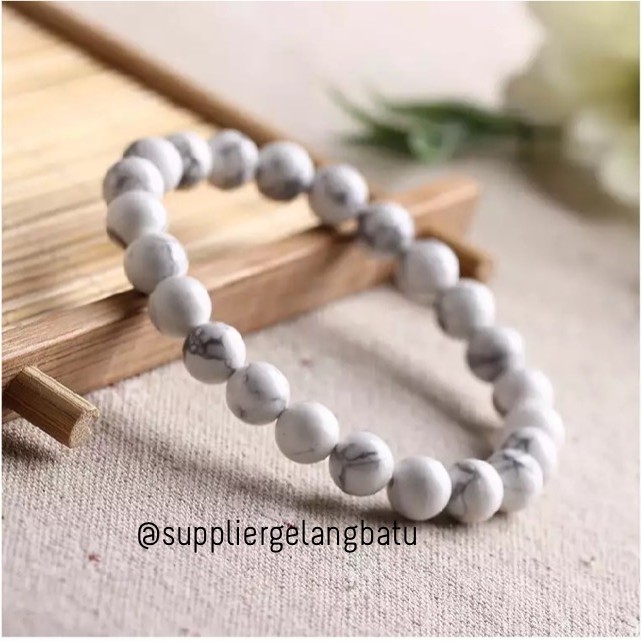 gelang batu white pirus howlite shamballa cina import