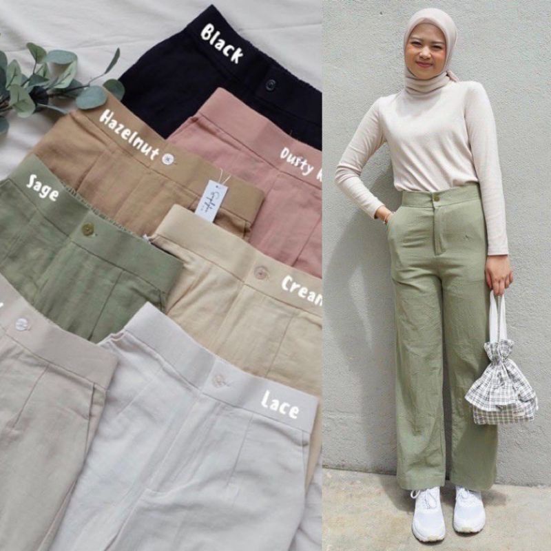 Yuka slim kulot Highwaist Kulot Linen Premium Laura Slim Kulot Highwaist / Kulot Linen SEOUL CELANA 