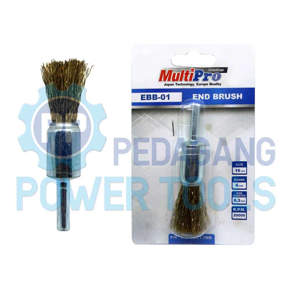 MULTIPRO MATA BOR SIKAT KAWAT KUNINGAN 16 MM END BRUSH SAPU AS 6 MM